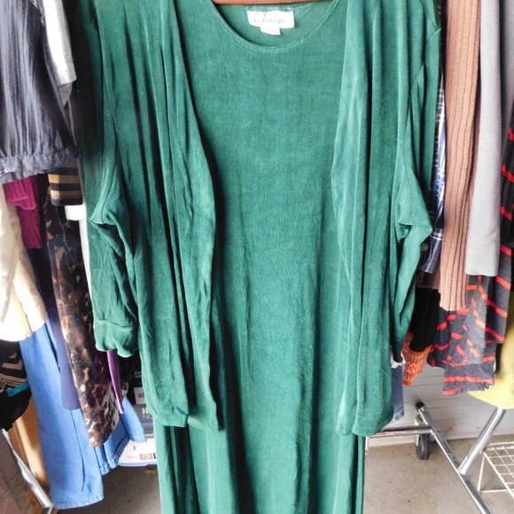 Channa Tank Emerald Green Casual and Elegant in one Dress+Cardigan in one 1X - Picture 4 of 12